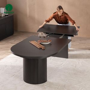 Set di <span class=keywords><strong>Tavolo</strong></span> da Pranzo Estensibile e Sedie in Stile Moderno Semplice con Gambe in <span class=keywords><strong>Legno</strong></span>, Spazio di Stoccaggio, Telescopico, Pratico e Conveniente per Hotel - Product Image 5