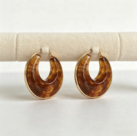 Boucles d'oreilles créoles tendance en acier inoxydable et résine pour femme, style occidental géométrique simple, cadeau bijoux