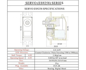 Yinyan <span class=keywords><strong>Emax</strong></span> <span class=keywords><strong>es9258</strong></span> kim loại bánh kỹ thuật số <span class=keywords><strong>servo</strong></span> 27g 2.5 kg 0.05 giây cho RC 450 Máy bay trực thăng - Product Image 6