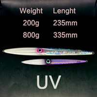 Umpan Pancing Logam Air Asin OEM 150g-800g untuk Trolling Ikan Besar di Laut Dalam, Cepat Tenggelam, Jigging, Bercahaya UV, Jig Vertikal Kecepatan Tinggi