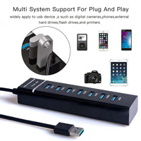 Usb 3,0 Hub 7 puertos Usb Hub computadora de alta velocidad Usb Hub Splitter adaptador multipuerto para PC portátil