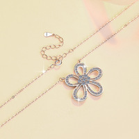 Collier pendentif en forme de tournesol avec moissanite ronde brillante, plaqué rhodium, argent sterling 925