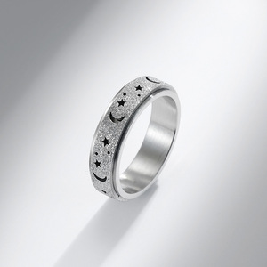Star Moon <b>Titanium</b> Steel Rotating <b>Ring</b> For Women Fashion Jewelry Daily Wear Gold Rose Gold <b>Black</b> Colored - Product Image 2