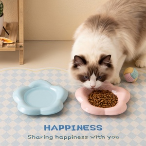Mangkuk Makan Hewan Peliharaan Keramik Warna Solid Bulat untuk Kucing & Anjing, Mudah Dibersihkan untuk Air dan Makanan - Product Image 1