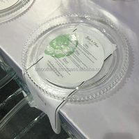 Assiette de présentation ronde en plastique transparent avec bord doré de 13 pouces pour décoration d'événements, prix d'usine