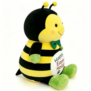 Peluche abeille personnalisée pour Pâques, peluche abeille miellée Joyeuses Pâques, jouet en peluche abeille, cadeau de Pâques, poupée en peluche abeille sur le thème de Pâques - Product Image 2