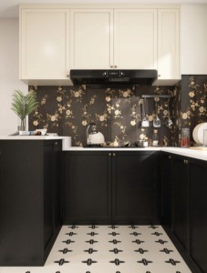 HAIYUE Mobile da Cucina Minimalista in Legno Grigio Scuro e Nero, Armadio da Cucina Modulare Personalizzato Senza Maniglie per Ristrutturazione Casa Open Space - Product Image 2