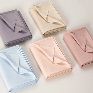 60S Tencel Cotton <b>Fitted</b> <b>Sheet</b> Solid Color Soft Skin Friendly Wrinkle Free Four Seasons Machine Wash Bedding Set - Product Image 2