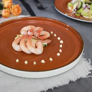 high temperature porcelain dinnerware sets restaurant ceramic durable plates dishes brown plate for hotel