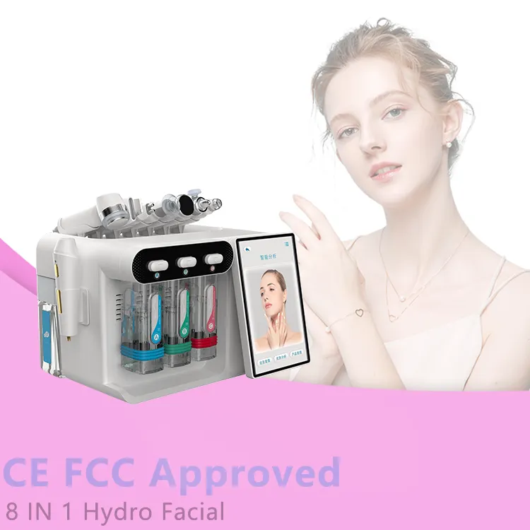 Produttore professionale Newface 8 IN 1 Micro bolla di analisi della pelle del viso idrogeno salone Spa fabbrica idro bellezza macchina facciale