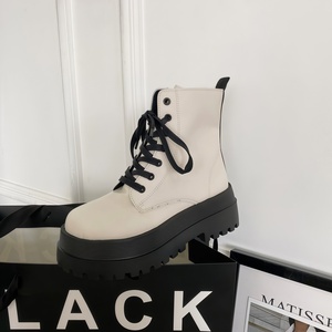Nouvelle Collection 2021 Bottes d'équitation pour femme, automne, à semelle épaisse, pour un style décontracté, idéales pour les petites silhouettes, mi-<span class=keywords><strong>mollet</strong></span> amincissantes en coton - Product Image 3