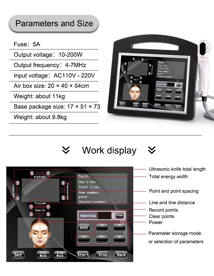 Noninvasive Skin Lift Hi Fu machine 4D Ultra therapy anti aging equipment 1~5 handles