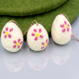 Wholesale Child Floral Felt Easter <b>Egg</b> Ornament Handmade Spring Hanging <b>Decor</b> Gift Set - Product Image 1