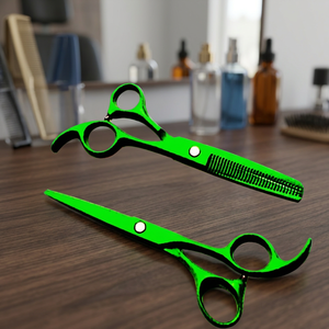 Ciseaux de barbier professionnels pour droitiers en acier inoxydable 4Cr13 avec manche long et 30 dents pour usage en salon - Product Image 1