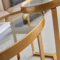 Table d'appoint de canapé en verre de couleur dorée de luxe avec cadre en métal pour la maison Table basse de salon