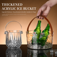 Seau à glace en acrylique transparent en gros, mini-seau cylindrique pour vin, refroidisseur de bière, conteneur de stockage de glaçons pour bar, KTV, fête