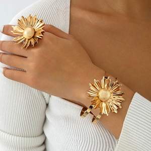 Juego de Anillos y Brazaletes Abiertos de Acero Inoxidable con Diseño Geométrico, Estilo Punk Vintage, Joyería de Moda Unisex para Compromiso - Product Image 6