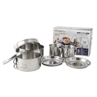 Ensemble d'ustensiles de cuisine d'extérieur en acier inoxydable de huit pièces, Pot de pique-nique, ensemble de bols portables, rangement de casseroles, ensemble de vaisselle de Camping