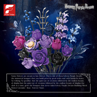 Bouquet de fleurs violettes en blocs de construction à petites particules, ornement de rose à brancher, fleur éternelle portable, cadeau d'anniversaire