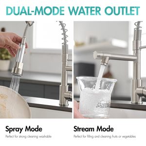 Đương Đại hai đầu linh hoạt nhà bếp Mixer áp lực cao nồi phụ với kéo phun vòi nước mùa xuân cho nhà bếp hiện đại - Product Image 3