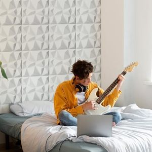 Art3d 20-Pack <span class=keywords><strong>3d</strong></span> Witte Akoestische Panelen 11.8 \ "X11.8 \" Diamant Ontwerp Geluiddicht Accent Muur En Speelpanelen Voor Woonkamer - Product Image 1