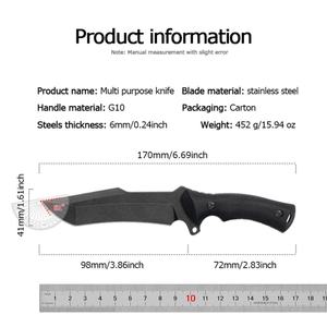Cuchillo de Caza y Camping Personalizable OEM de Grado Profesional para Exteriores, Hoja Recta, Borde Dentado Reforzado, Acero Inoxidable, Mango G10 - Product Image 2