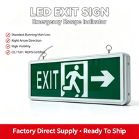Lampes à logo personnalisées pour le commerce extérieur, panneaux d'évacuation en anglais et en langues étrangères, panneaux de sortie d'urgence incendie, flèche verte de direction de fuite