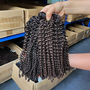 Estensioni di Capelli Umani Ricci Brasiliani Vergini Non Trattati, Tessitura a Macchina a Doppio Spessore, Vendita Calda, 100% Capelli Umani Ricci - Product Image 1