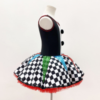 Robe tutu de ballet à thème clown pour filles, costume de danse style cirque pour enfants, jupe à carreaux avec boutons pompons, idéale pour les spectacles