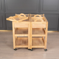 Chariot de Salon Moderne en Bois Massif à 4 Roues, Super Résistant, pour Outils de Beauté, Professionnel, pour Chambre, Maison, Bureau, Extérieur