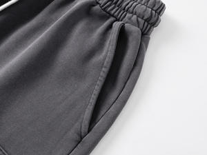 <span class=keywords><strong>Pantalones</strong></span> <span class=keywords><strong>Cortos</strong></span> de Algodón Sólido Estilo Terry 380g, Ecológicos, Holgados, con Bolsillos Laterales Desgarrados, Transpirables, con Cordón Ajustable, Casuales para <span class=keywords><strong>Hombre</strong></span> - Product Image 5