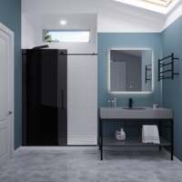 Porte de douche coulissante en verre trempé sans cadre, en acier inoxydable, certifiée CE/GS/WATER, design moderne anti-débordement, écologique, durable