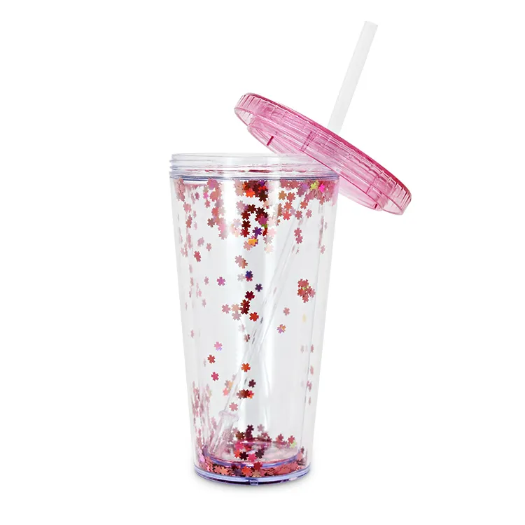 OEM Starry Sky Tritan Cup 16OZ Reusable Double Wall Plastic Cup With StrawとLids