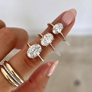 แหวนเพชรแล็บทรงรีหรูหรา 3 กะรัต 5 กะรัต ทองคำแท้ 14K 18K ของขวัญสำหรับเธอ - Product Image 3