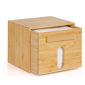 Boîte de <span class=keywords><strong>rangement</strong></span> en bambou personnalisée pour serviettes de visage jetables, distributeur de mouchoirs en bois avec façade coulissante - Product Image 2