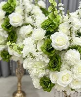 Centre de table en fleurs artificielles blanches et vertes pour mariage, fête, décoration de la maison