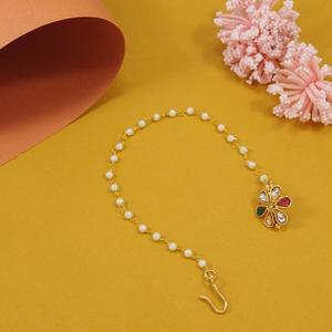 Indian Ethnic Pearl Drop <b>Nath</b> Nathani Gold Plated Copper <b>Nose</b> <b>Ring</b> for Women Traditional Bridal Piercing Jewelry - Product Image 2