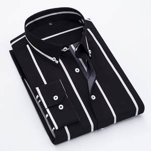 Camicie da <span class=keywords><strong>Uomo</strong></span> OEM/ODM, <span class=keywords><strong>Camicia</strong></span> Casual a Maniche Lunghe a <span class=keywords><strong>Righe</strong></span>, <span class=keywords><strong>Camicia</strong></span> alla Moda per <span class=keywords><strong>Uomo</strong></span> - Product Image 4
