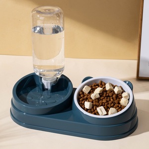 Distributeur d'eau automatique pour chat, double bol, forme ovale, design moderne, mangeoire pour chats - Product Image 1