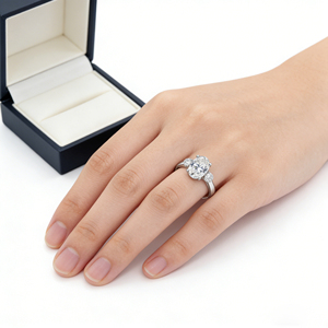 Anillo de compromiso de oro macizo de 14K con diamante cultivado en laboratorio VVS-VS para hombre y mujer, ideal para fiestas, con acuamarina de marzo certificada. - Product Image 4
