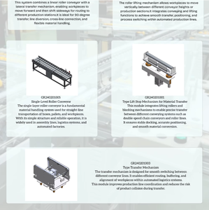Mécanisme de levage automatique à rouleaux pour un positionnement vertical précis et un changement de processus dans les chaînes de production automatisées - Product Image 4
