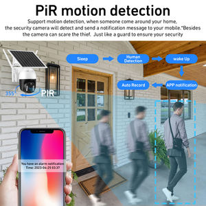 新品上市 4MP PTZ IP WIFI 无线彩色夜视 PIR 运动检测 4G SIM 卡户外太阳能摄像头安全监控 - Product Image 4