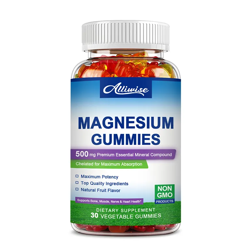 OEM potensi maksimum Magnesium Glycinate Gummies 30 buah Gummies organik untuk kesehatan otot tulang dan jantung