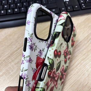 Cover per Telefono a Sublimazione 2-in-1 Staccabile con Grazioso Design Floreale con Ciliegie e Fiocco per <span class=keywords><strong>iPhone</strong></span> 16E Pro Max 17 AIR - Product Image 4