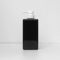 Bouteille carrée en plastique noir de 500 ml avec pompe dorée, vide, pour shampoing, savon liquide, cosmétiques, en PETG, vente en gros