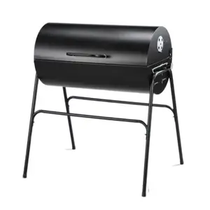 Atacado cilindro barril óleo tambor heavy duty trole carrinho grande carvão para churrasco grelhas churrasco para exterior