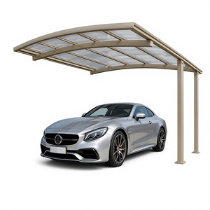 Abri de voiture en aluminium à pignon incliné simple face pour villa, cour, avec protection solaire et pluie en polycarbonate - Product Image 1