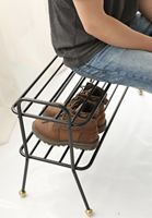 Porte d'entrée En Métal Noir à 2 Niveaux Étagère À Chaussures Tour Étagère Organisateur De Stockage Facile à Assembler