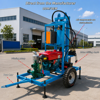 Foreuse de puits d’eau portable de 200 m, machine de forage de puits hydraulique diesel sur remorque pour l’irrigation agricole,