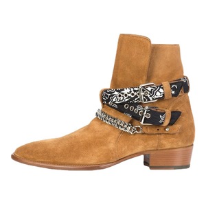 Bottines Chelsea en cuir à bout <span class=keywords><strong>pointu</strong></span> et chaîne en denim pour <span class=keywords><strong>homme</strong></span> - Product Image 4